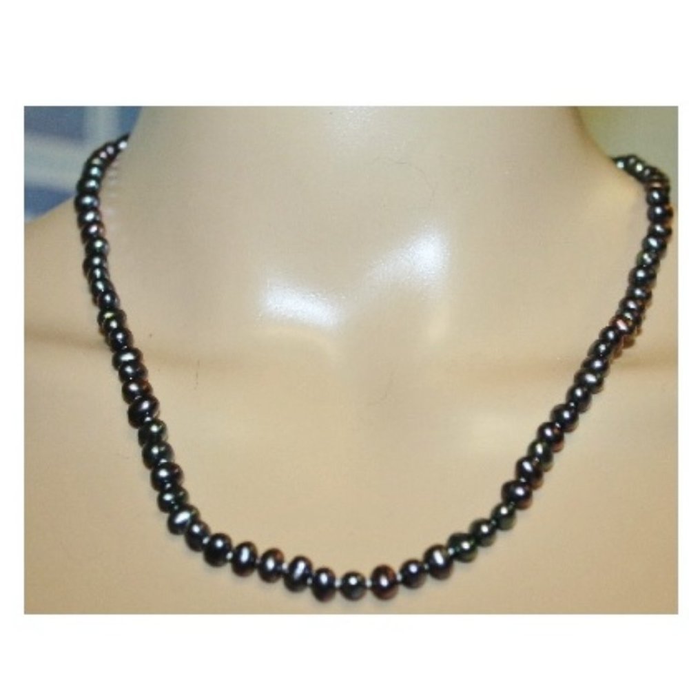 Helzberg Diamonds 14K Tahitian Black Freshwater Pearls Strand Necklace